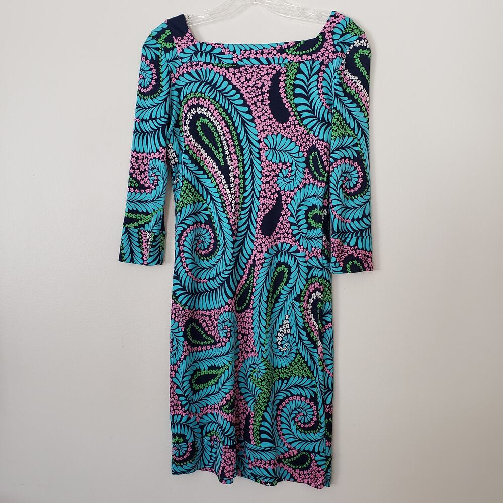 Lily Pulitzer Silk Dress 3/4 Sleeve Knee-length Psychedelic Paisley Size 2 - Picture 7 of 10